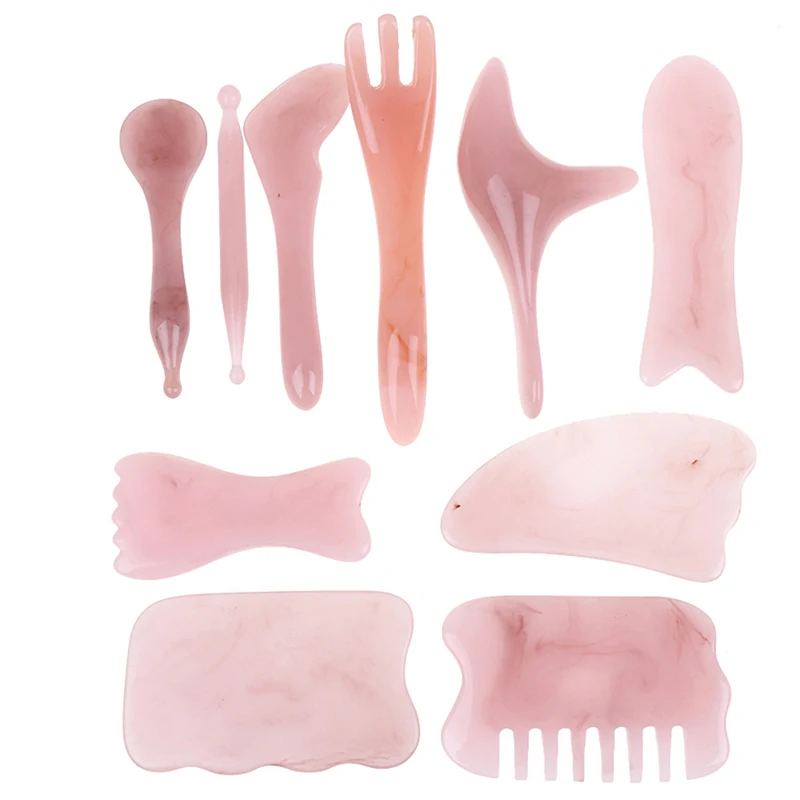 Rose Resin Guasha Board Natural Stone Scraper GuaSha Tools For Face Neck Back Acupuncture Pressure Therapy