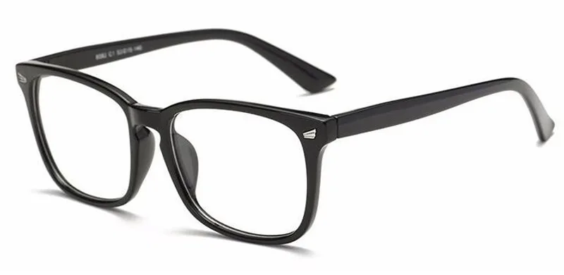 New square retro flat mirror classic unisex myopia frame glasses literary rivets ultra light casual no degree reading glasses - Цвет оправы: 1
