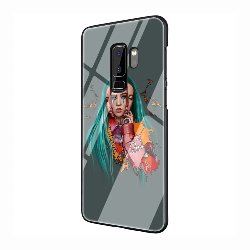 Billie Eilish девушка закаленное Стекло TPU черный чехол для Galaxy S7 Edge S8 S9 плюс S10 Note 8, 9, 10, A10 20 30 40 50 60 70 - Цвет: G9