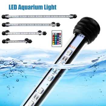 

US/EU Plug LED Aquarium Light Remote Control RGB IP68 Waterproof Fish Tank Light Submersible LED Bar AC110V-240V 18-48CM D30