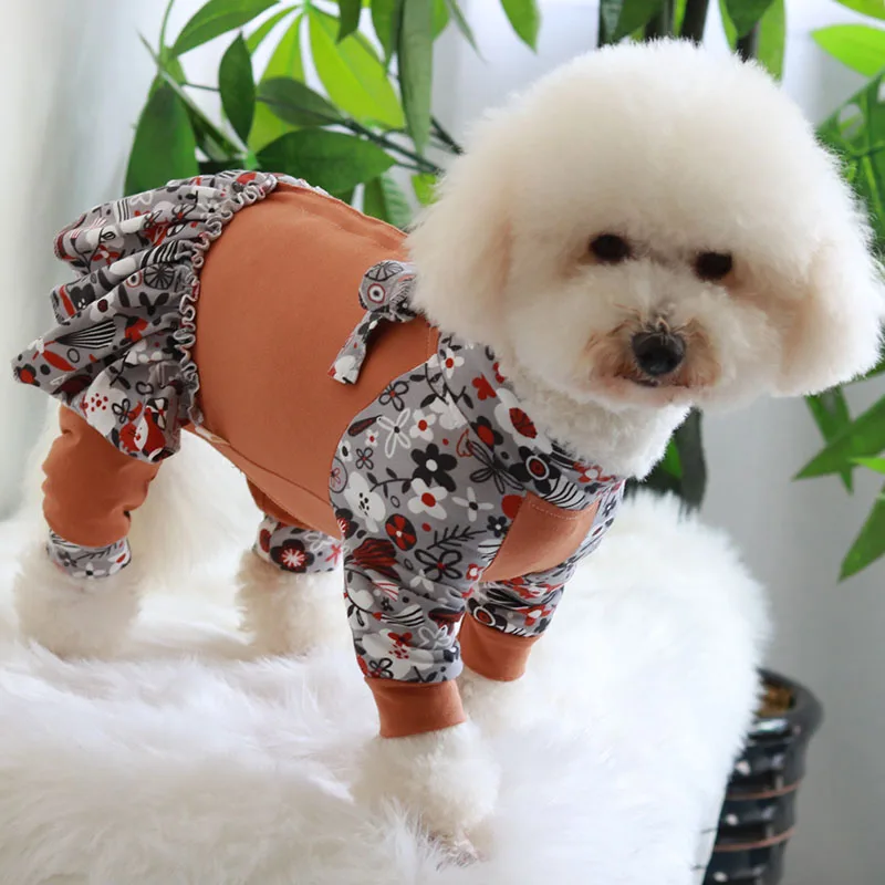 Комбинезон для собаки щенок четыре Feets одежда защита живота Комбинезоны для маленьких собак пижамы стрейч хлопок Толстовка Чихуахуа Мопс