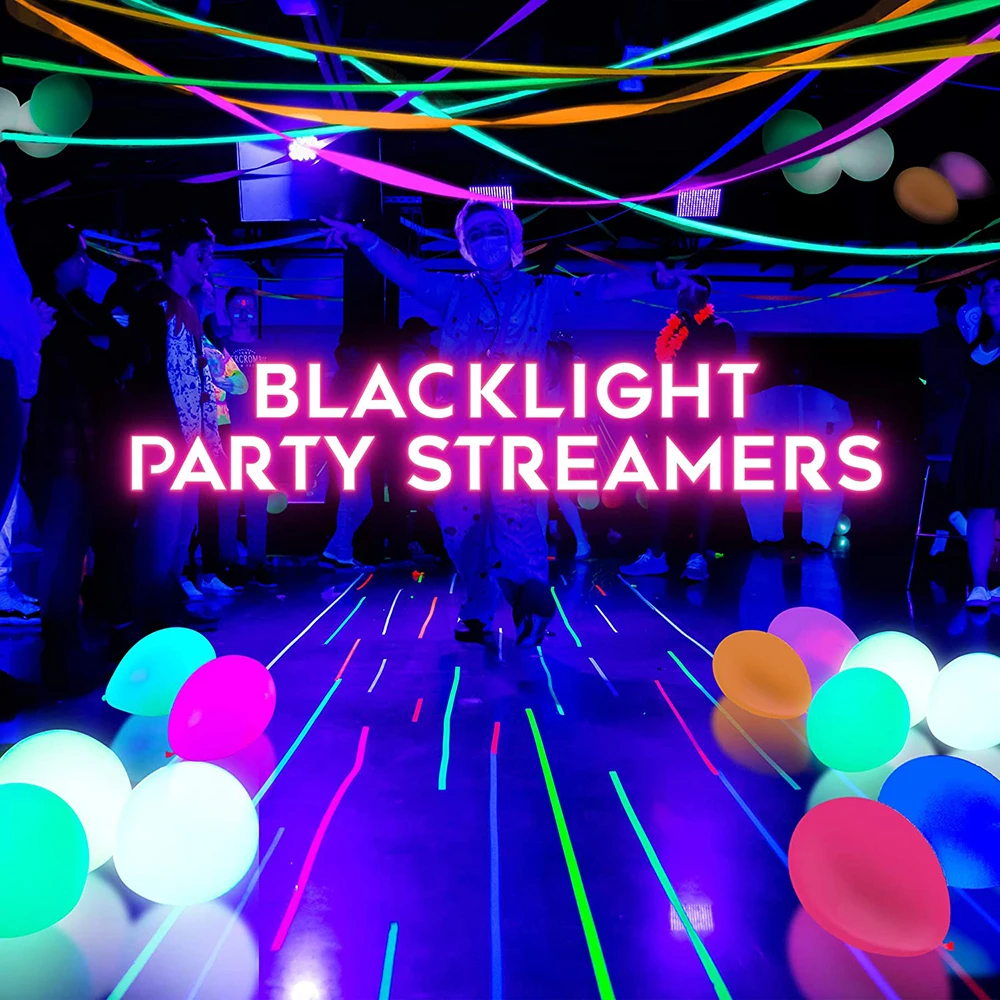 8pcs Glow in The Dark Streamers Blacklight Party Streamer Decorations Neon  Crepe Paper Streamers Party Supplies Fluorescent