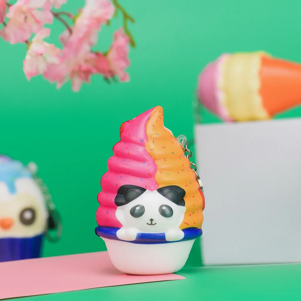Kawaii Panda ice cream Slow Keychain Stress Reliever Toy Antistress Kids Toys Backpack Key Decorations Slow rebound toy #A