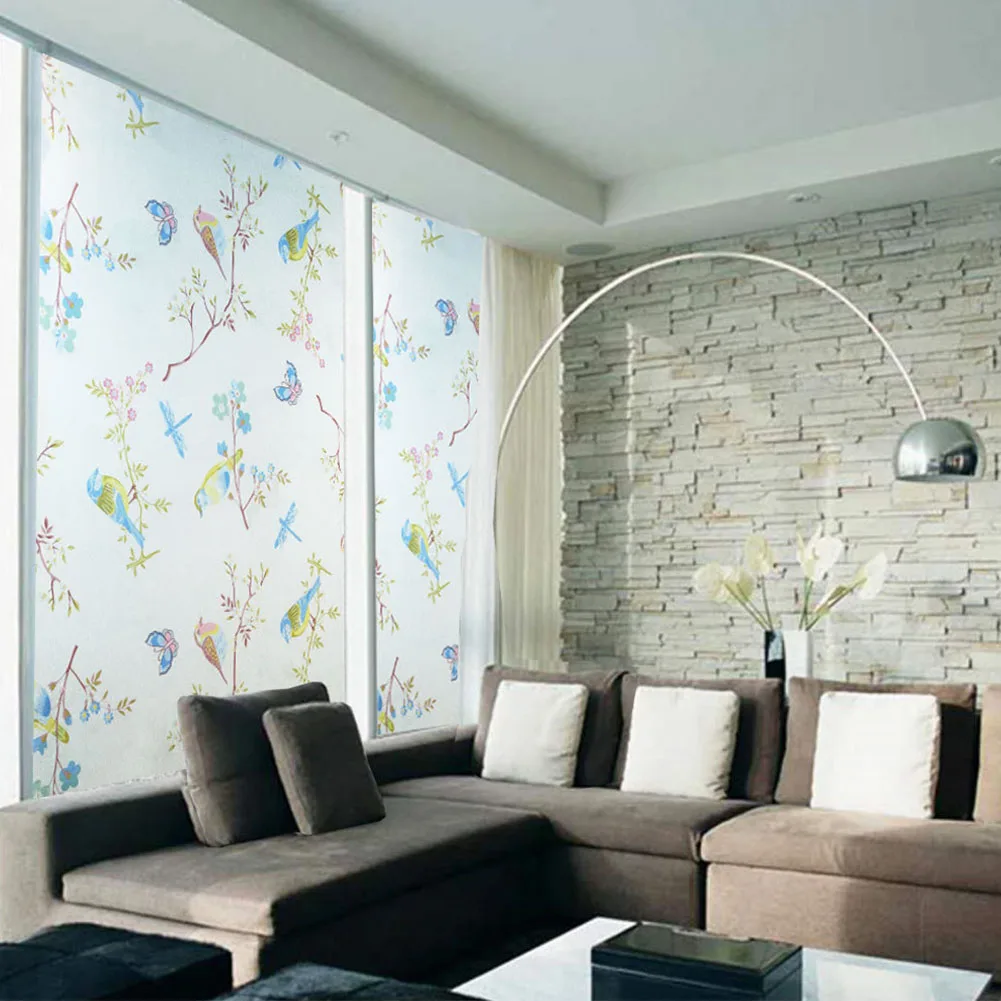 Stain Glass Protection Static No Glue Colored Drawing Sticker Decorative Window Film Privacy Decal PVC Bedroom Bathroom Home