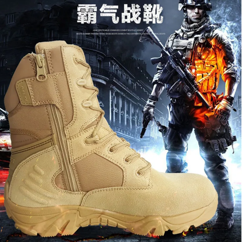 

2018 Men Desert Tactical Military Boots Mens Work Safty Shoes SWAT Army Boot Zapatos Ankle Lace Up Combat Boots Size 46