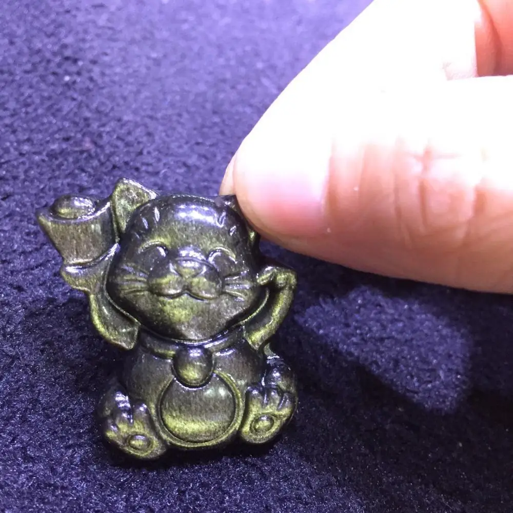 Подвеска с натуральным обсидианом lucky cat|Подвески| |