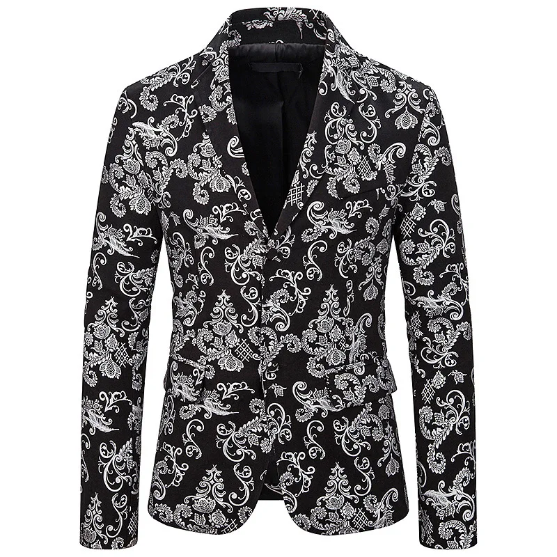 Autumn New Pattern Cross-border Man's Suit Cultivate Oneself Man Gilding Printing Suit Full Dress Costume Loose Coat