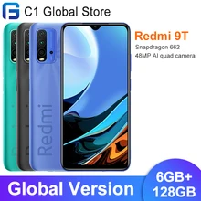 In stock Global Version Xiaomi Redmi 9T 9 T Mobile Phone 6GB RAM 128GB ROM  Snapdragon 662 48MP AI quad camera 6000mAh Battery