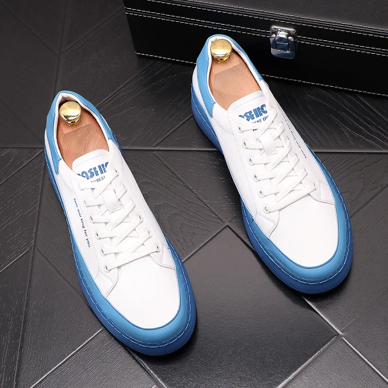 

2021 Men White Casual Shoes Brand British Fashion Round Toe Flat Platform Leisrue Letter Luxury Sneakers Zapatos Hombres
