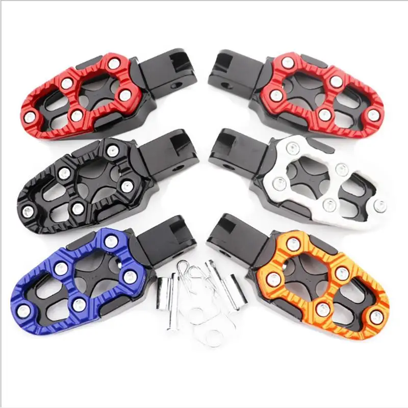 Hot New 2pcs 8mm Metal Motorcycle Foot Rests Footrests Peg Pedal Anti-Slip With Spring Off-Road Motor Car-Styling Accessory | Автомобили и