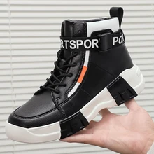 Новинка; Модные Качественные кожаные мужские ботинки в римском стиле; зимняя теплая Повседневная обувь; Мужская обувь; мужские Ботильоны черного цвета; botas hombre