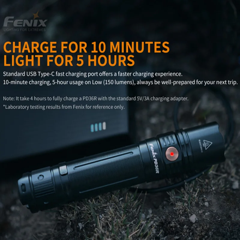 Usb type-C зарядка Fenix PD36R 1600 люмен ультра-компактный аккумуляторный тактический фонарик с литий-ионным аккумулятором 5000 мАч