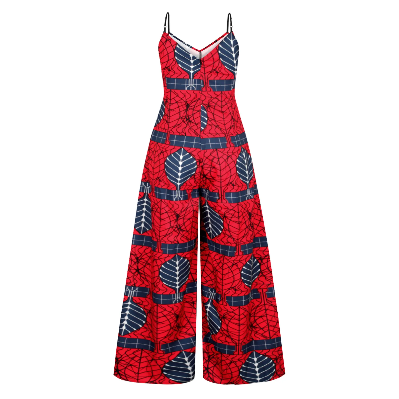 Africa Clothing BUSHRA African Dresses Women Ladies Dashiki Print O-Collar Ankara Kanga Style Sexy Suspender Trousers Robe Jumpsuit 2022 New african gowns