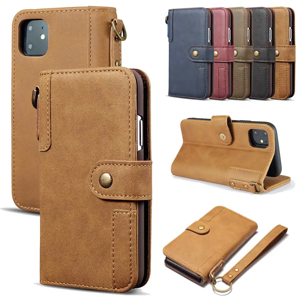 

Multi-functional Wallet Case For iPhone 11Pro 5.8" 11 6.1" 11Pro MAX 6.5" PU Leather Flip Lanyard Phone Cover For iPhone 11 PRO