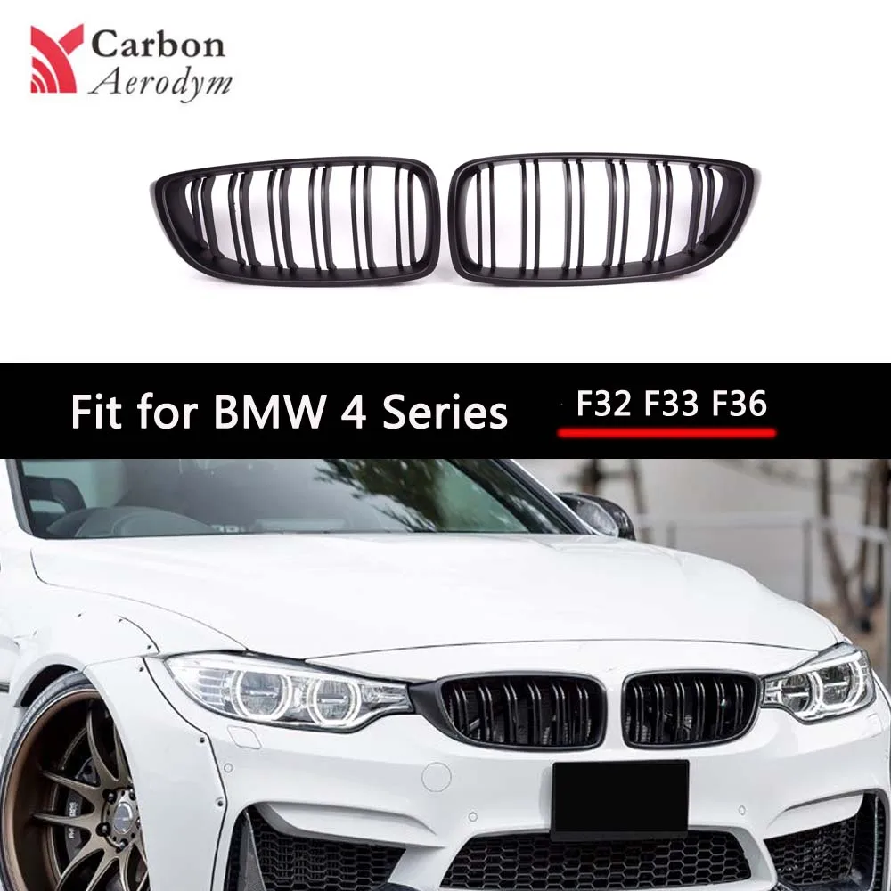 

1Pair Front Kidney Grille for BMW 4 Series F32 F33 F36 Dual-slat Matte Black Grill for F80(M3) F82(M4) F83(M4) 2013+