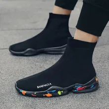 Hip Hop Dancing Fashion Sneakers Men Casual Shoes Light High Top Breathable Stretch Socks Shoes Men Black Zapatillas Hombre