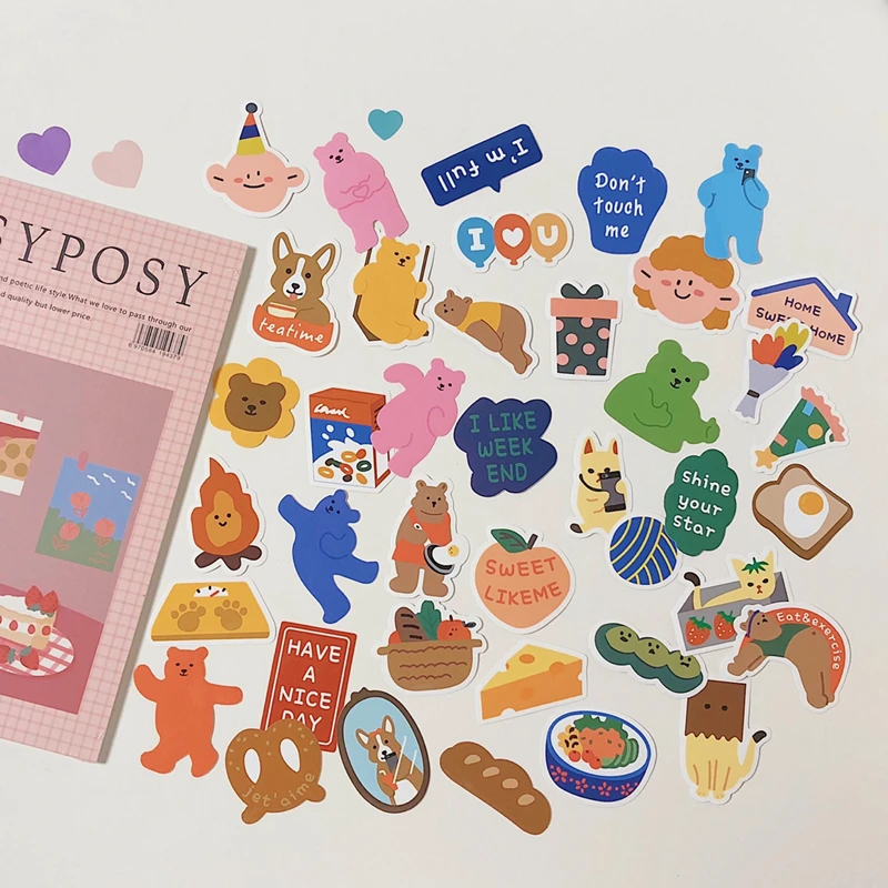 

Ins Popular Cartoon Animal Bear Sticker Suitcase Phone Sticker Computer Decoration Material Hand Account Stationery DIY Sticker