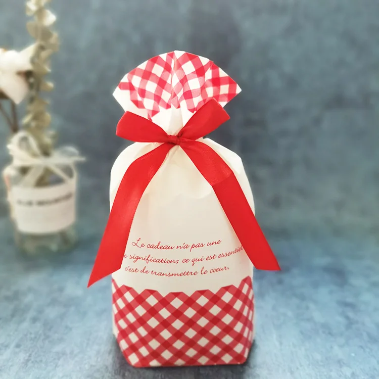 10PCSNew Year Christmas Bag Christmas Gift Bag Candy Cookies Plastic Bag for Packaging Food Gift Drawstring Drawstring Pocket - Color: Christmas bag-12