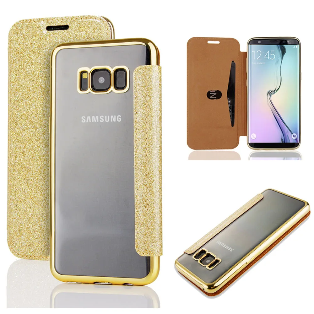 

L-FADNUT Ultra Thin Wallet Phone Case For Samsung Galaxy S8 S9 Plus Glitter Bling Purse For S7 edge 360 Protective Leather Cover
