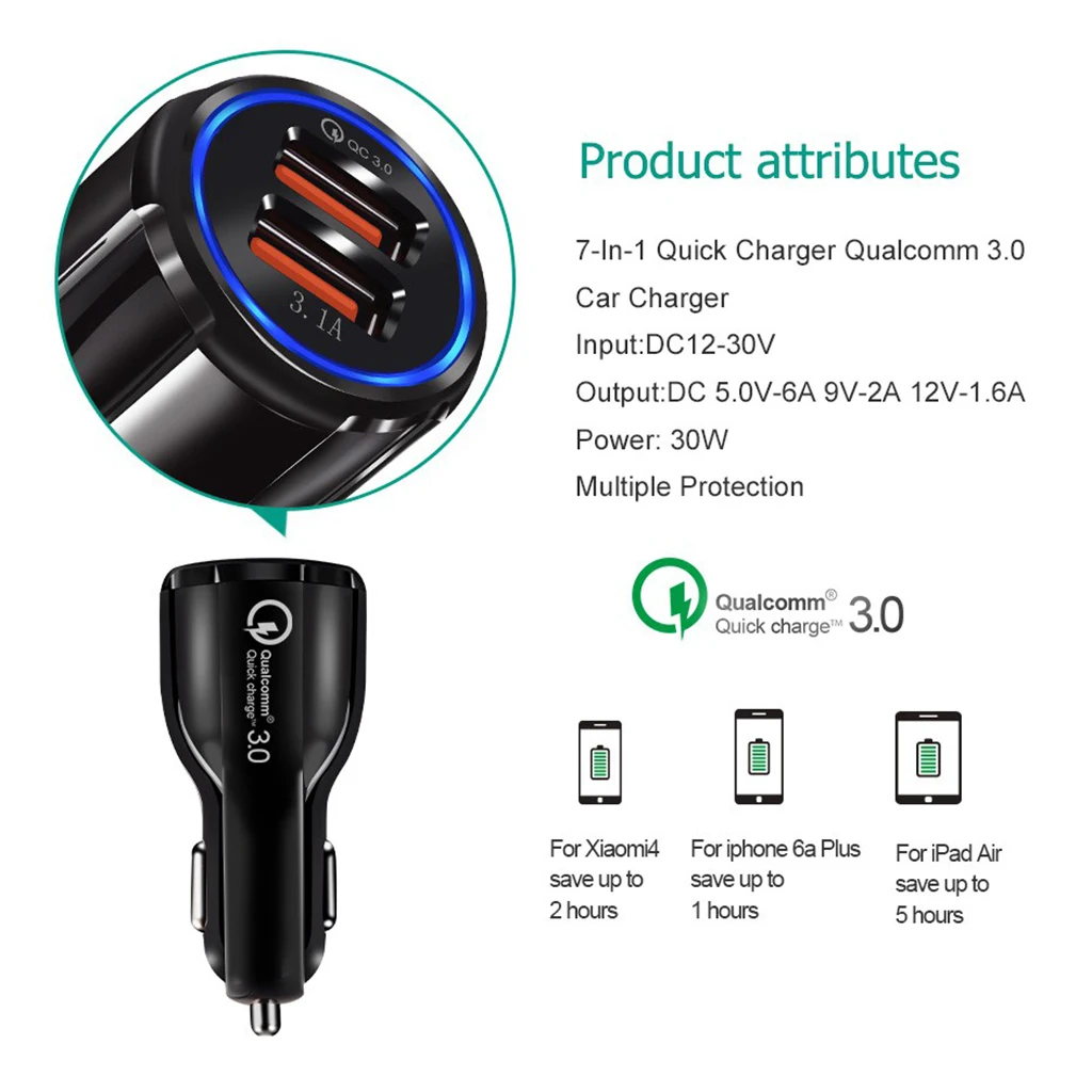 Fast DC 2 USB Port Adapter Car Charger Motorcycle Scooter Phone Power Supply