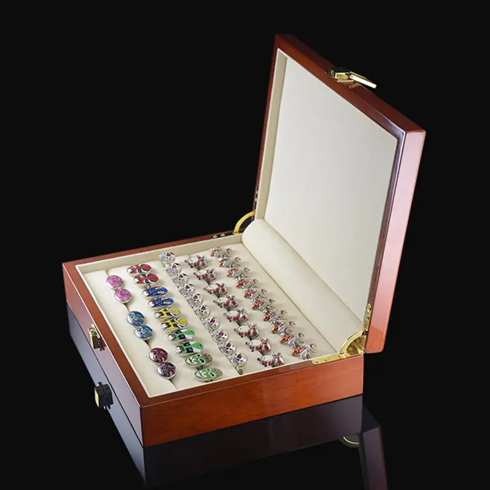 Античное деревянное кольцо Кнопка брошь Ювелирная коробка дисплей коробка для хранения Органайзер