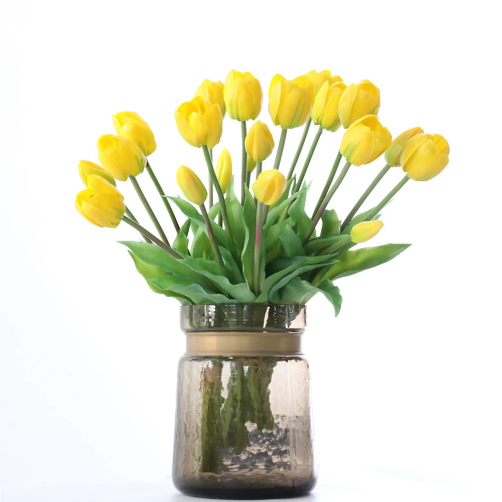 5Pcs bunch Artificial Tulips Flower For Home Wedding Decoration Bride Hand Flowers Real Touch Soft Silicone Tulip flores Decor 11