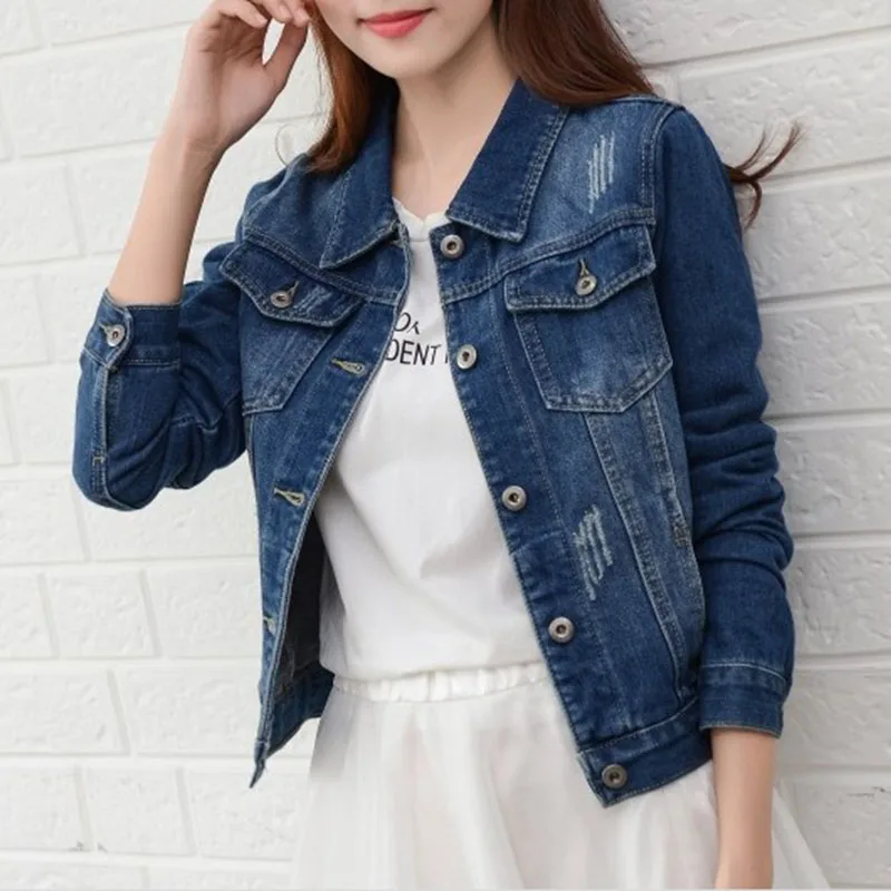 Blue Bomber Short Jeans Jacket Casual 