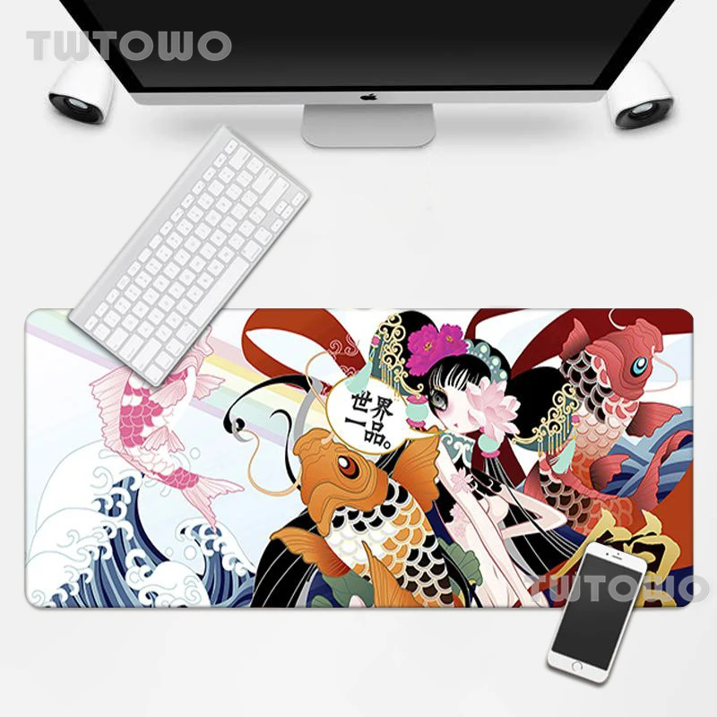 

Japanese Style Wave Koi Flower Daniel Gaming HD Mouse Mat Gamer Anime Cartoon Soft Anti-slip Home Mice Pad Desk Mat