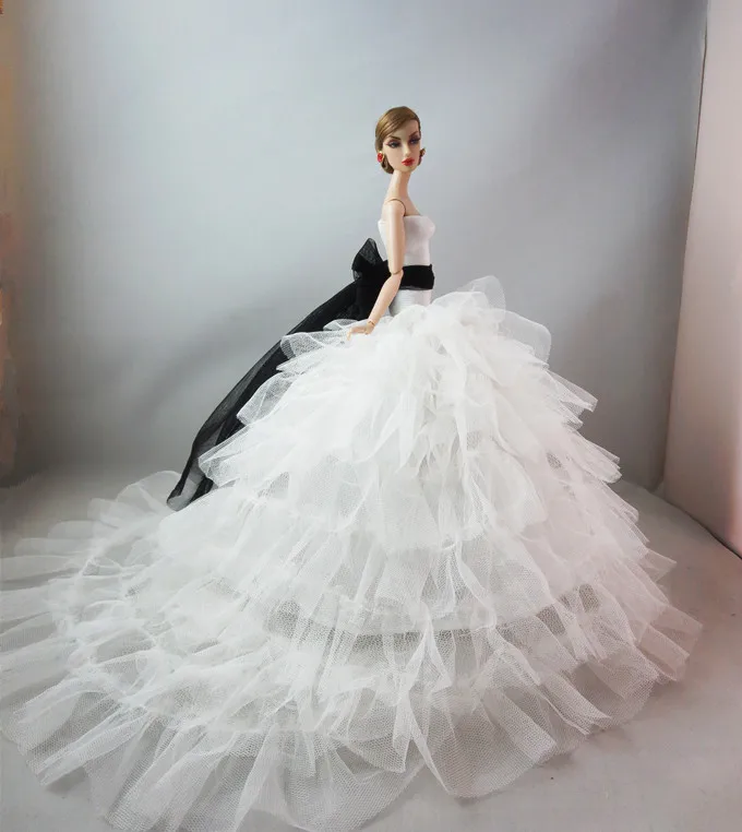 Модное Оригинальное элегантное женское свадебное платье для куклы Барби, одежда принцессы, платье Барби, длинное платье, аксессуары - Цвет: Розовый