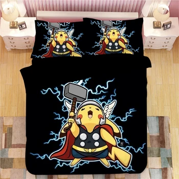 

3D Bedding Sets Pokemon Pikachu Duvet Cover Set single double queen king bedclothes Pillowcase anime cartoon quilt cover sets