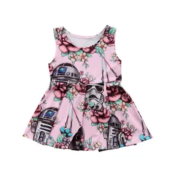 

6M-3T Newborn Baby Girl Lace Cartoon Star Wars Tutu Princess Dress Party Pageant Sleeveless Dresses Summer Girls Sundress