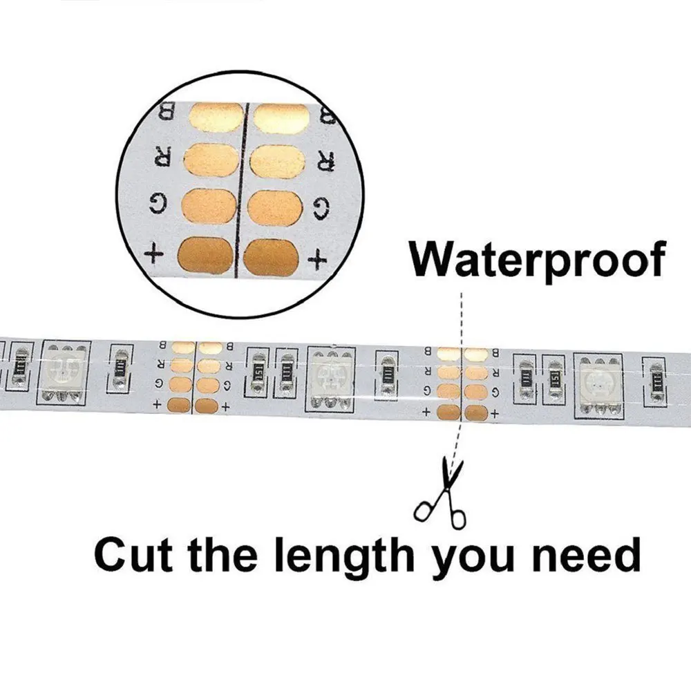 1 м RGB светодиодный светильник с питанием от батареи, светодиодный, для декора бара, для шкафа, светильник ing бытовые принадлежности, яркий SMD 5050, сделай сам, водонепроницаемый