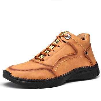 

Big Size Boots Men Winter Keep Warm Martens Boots Male Trend Italian Handmade Work Boots Comfortable Warm Plush Ankle Botas 48#