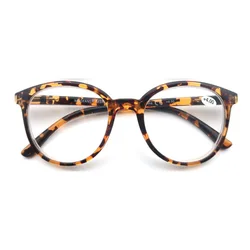 Unisex Classic Round Reading Glasses with Spring Hinge - +300 (C2 Shiny Demi)