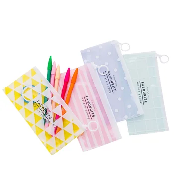 

4 Pcs New Korea School Stationery Lovely Cute Kawaii Creative Pvc Pencil Cases Fresh Translucent Storage Bags