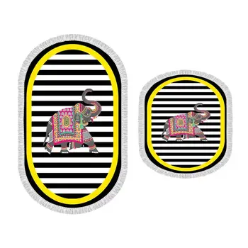 

Oval Fringed 2'li Bath Mat Pad Elephant Yellow