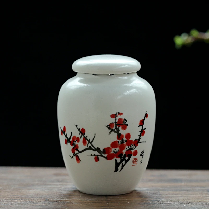 2 plum blossoms Мини Белый керамический прах питомца урна кремации пепельница маленькое животное Животное попугай птица похоронный Мемориал шкатулка погребальные урны в нише - Цвет: 2 plum blossoms