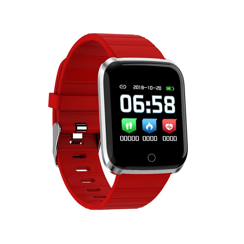 Смарт-часы YS18 фитнес-браслет трекер сердечного ритма/артериального давления smartwatch для ios Android, Apple iPhone 6 7 pk P68 - Цвет: silver red