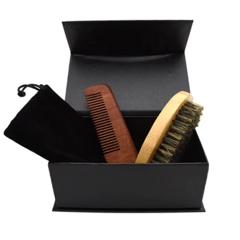

Beard Brush and Mustache Comb Kit for Men's Facial Care Gift Grooming Comb with Bristle Shaving Brush Set