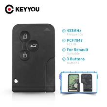 Чип KEYYOU ID46 PCF7947 для Renault Clio Logan Megane 2 3 Scenic дистанционный ключ 3 кнопки 433 МГц смарт-карта аварийная вставка Чип KEYYOU ID46 PCF7947 для Renault Clio Logan Megane 2 3 Scenic дистанционный ключ 3 кнопки 433 МГц смарт-карта аварийная вставка