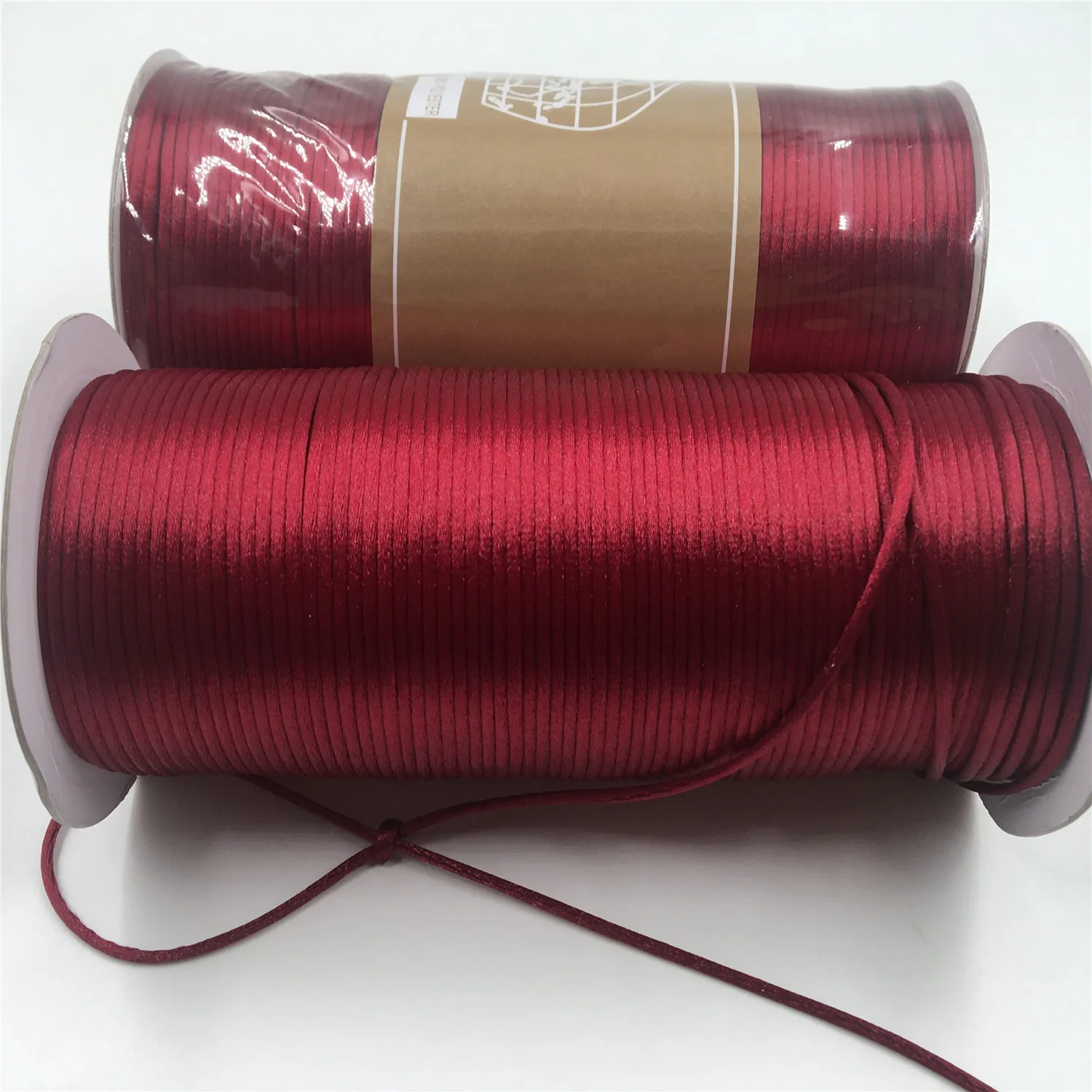 2mm Burgundy Rattail Satin Cord Thread Chinese Knot Macrame Bracelet Braided String DIY Tassels Beading 20meters lot | Дом и сад