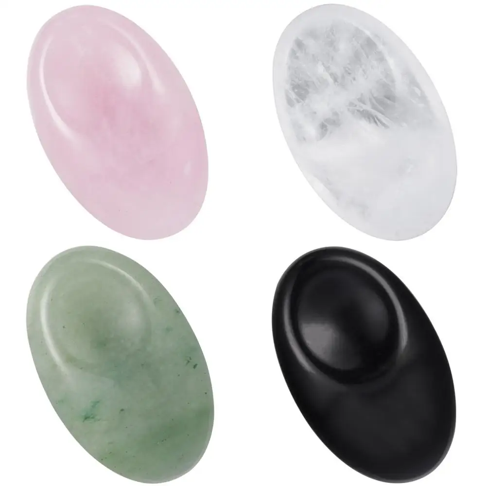 TUMBEELLUWA Natural Crystal Thumb Worry Stone Pocket Palm Stones For Therapy Anxiety Stress Relief Chakra Balancing