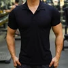 Men Sport Training Ice silk summer Polo T-shirt Short Sleeve Male Casual Quick dry Gym Running Fitness Slim Tees Tops Clothing 2