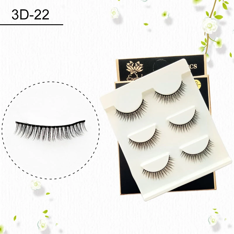 

3 Pairs Natural Volume Fake Lashes False Eyelashes Long Makeup 3D Mink Lashes Eyelash Extension Mink Eyelashes For Eye Makeup