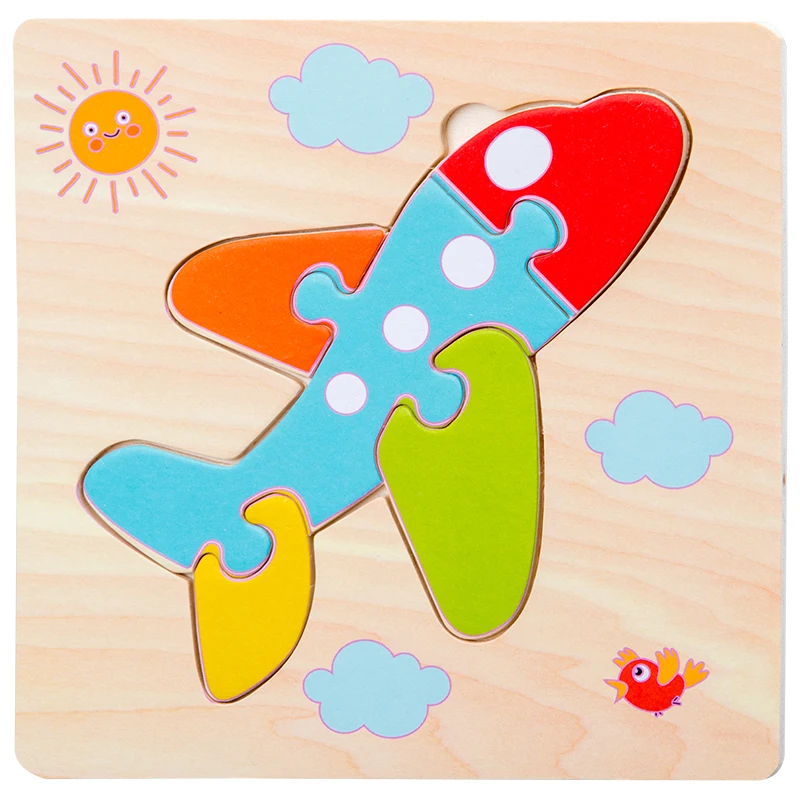 Baby Wooden Toys 3D Puzzle Cartoon Animal Intelligence  Jigsaw Puzzle Shape Matching Montessori Toys For Children Gifts 11