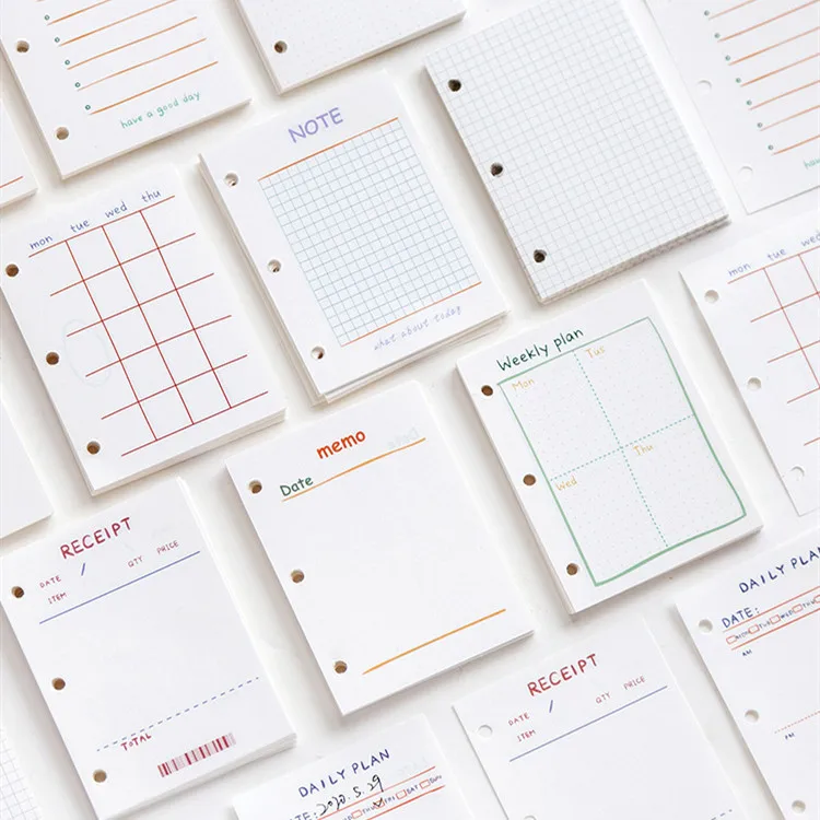 Sharkbang-Mini recambio de cuaderno Kawaii, 40 hojas, 3 agujeros, separador de índice de papel, Lista diaria de página, papelería escolar coreana