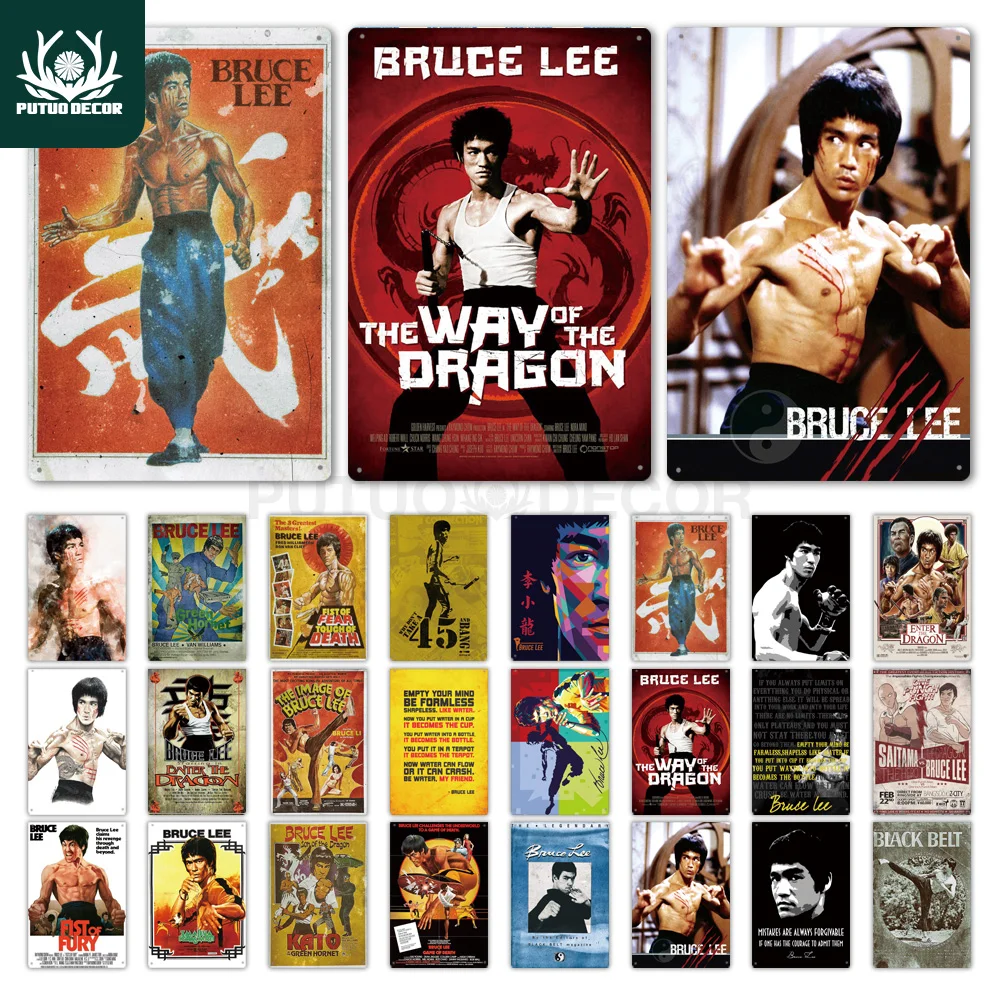 

Bruce Lee Metal Poster Plaque Metal Vintage Actor Metal Sign Tin Sign Wall Decor for Man Cave Bar Pub Club