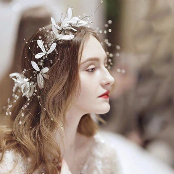 

White Flower Tiara Crystal Hair Accessories Aestheticism Headband Crystal Beads Hairband Tiaras For Women