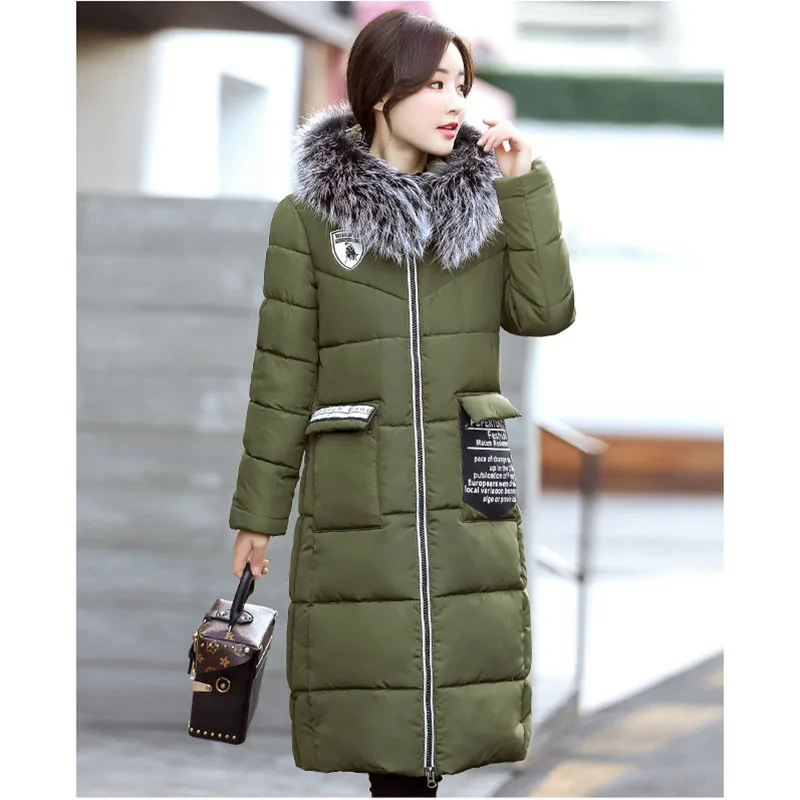 

Cotton 2019 new winter women's long section over the knee thickening slim slimming down jacket warm cotton jacket A410
