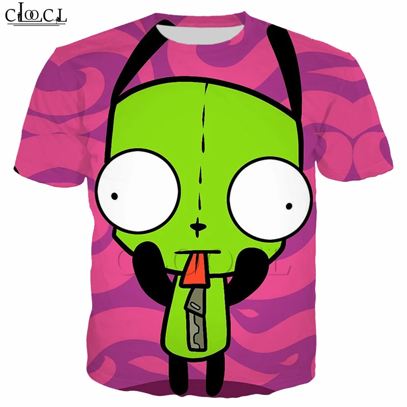 Футболки с принтом аниме Invader ZIM для мужчин и женщин мультяшная 3D футболка